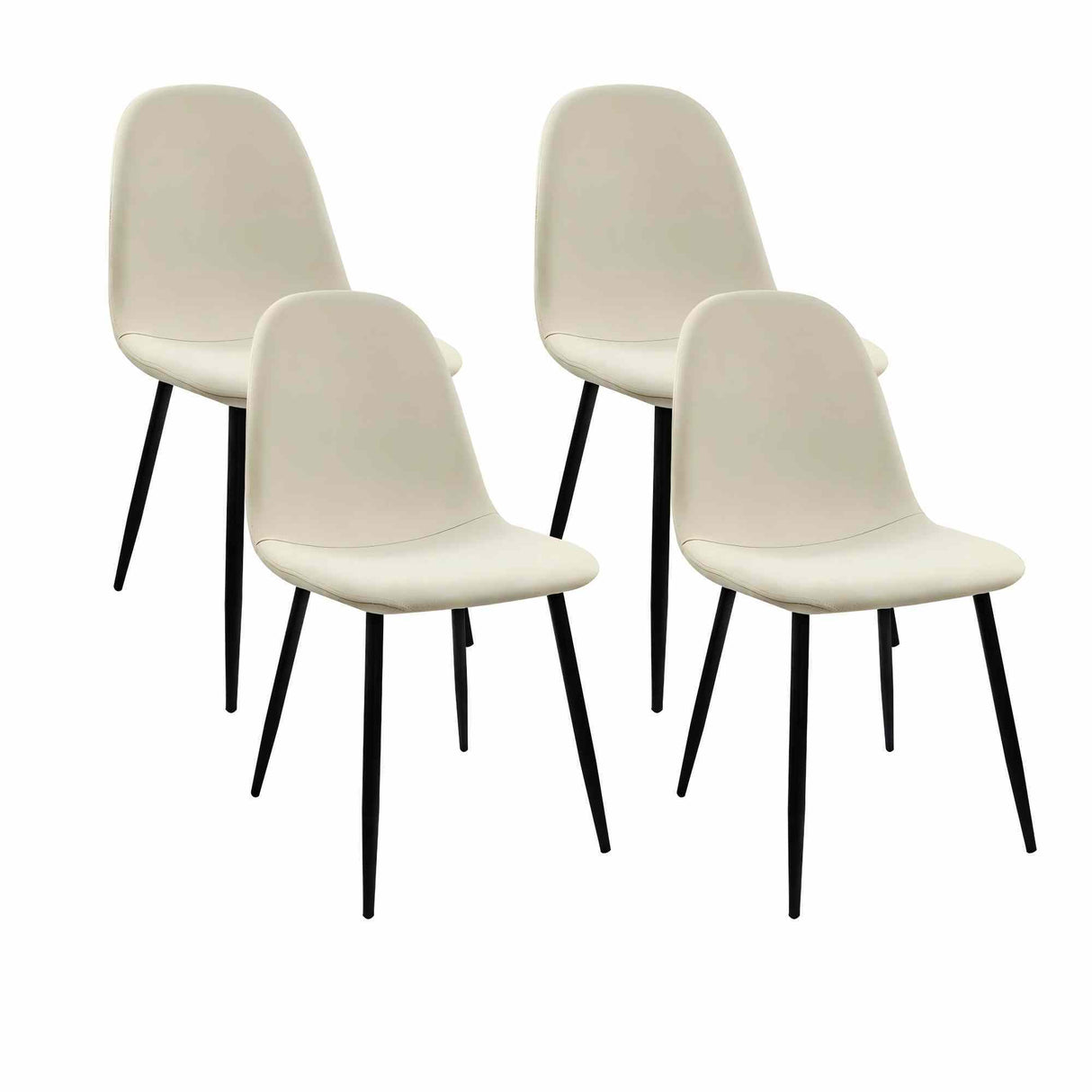 Modern Accent Dining Chairs Upholstered Seat, Metal Legs (Set of 4)