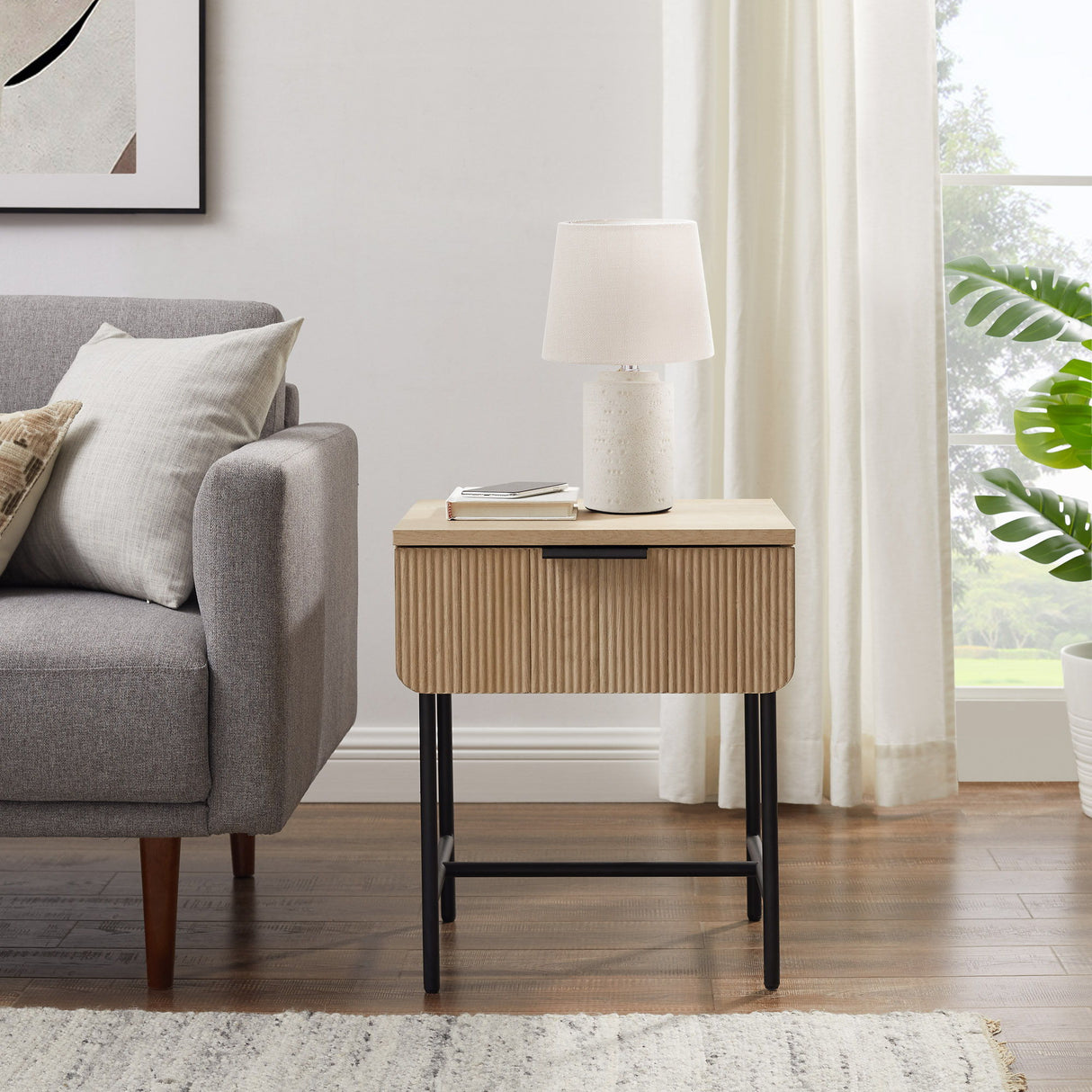 Modern Fluted Door Minimalist Side Table
