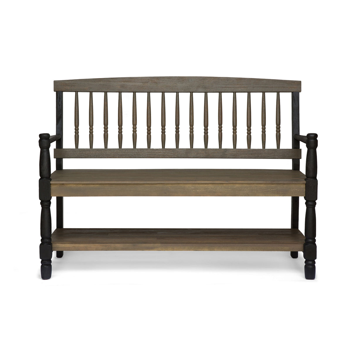 Slatted Bench With Built In Shelf
