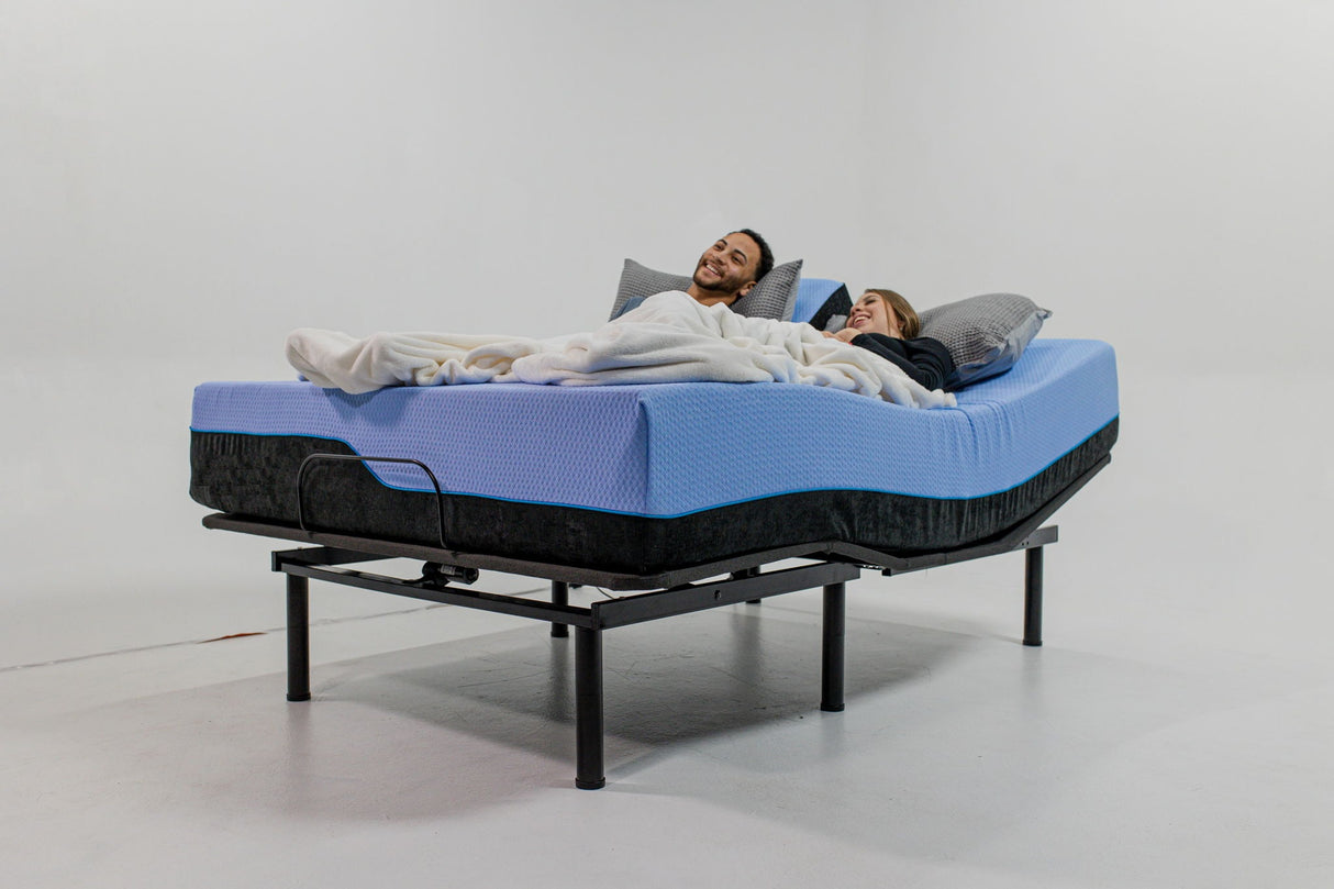 Refresh - 12" King Size Flex Head Latex Foam Hybrid Mattress And Adjustable Base Bundle - Blue