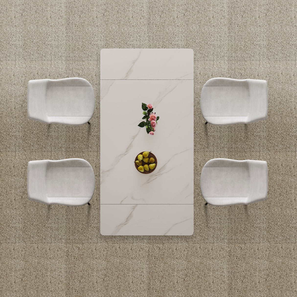 Retractable Sintered Stone Dining Table Set With Chairs