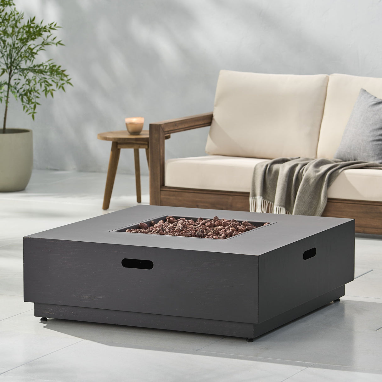 Modern Square Fire Pit With 50,000 Btu
