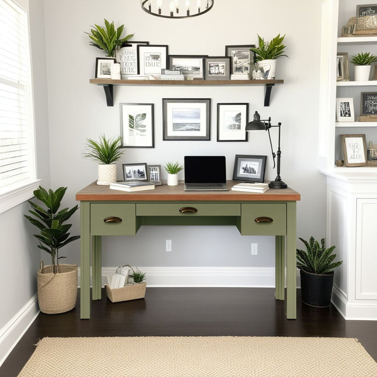 Vineyard - Writing Desk - Sage Green And Fruitwood