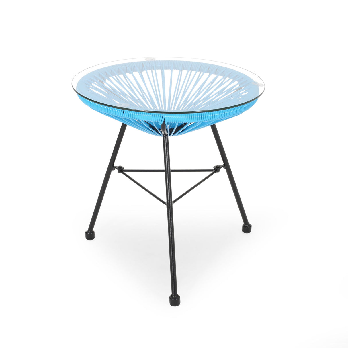 Nusa - Modern Rattan Side Table With Tempered Glass Top