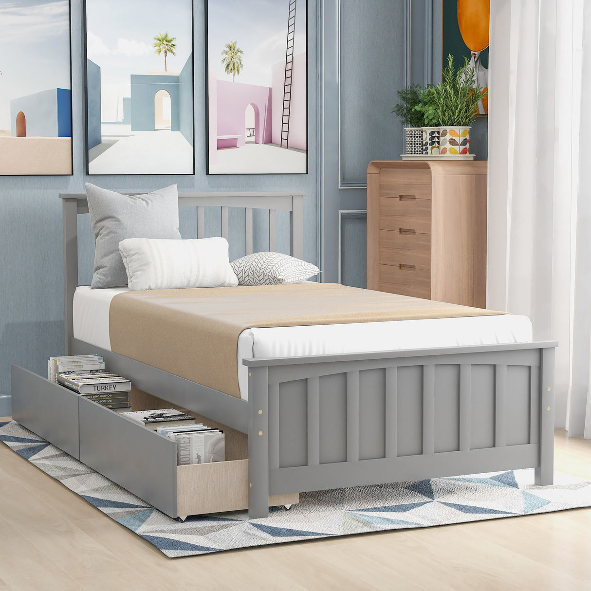 Platform Bed With Two Drawers