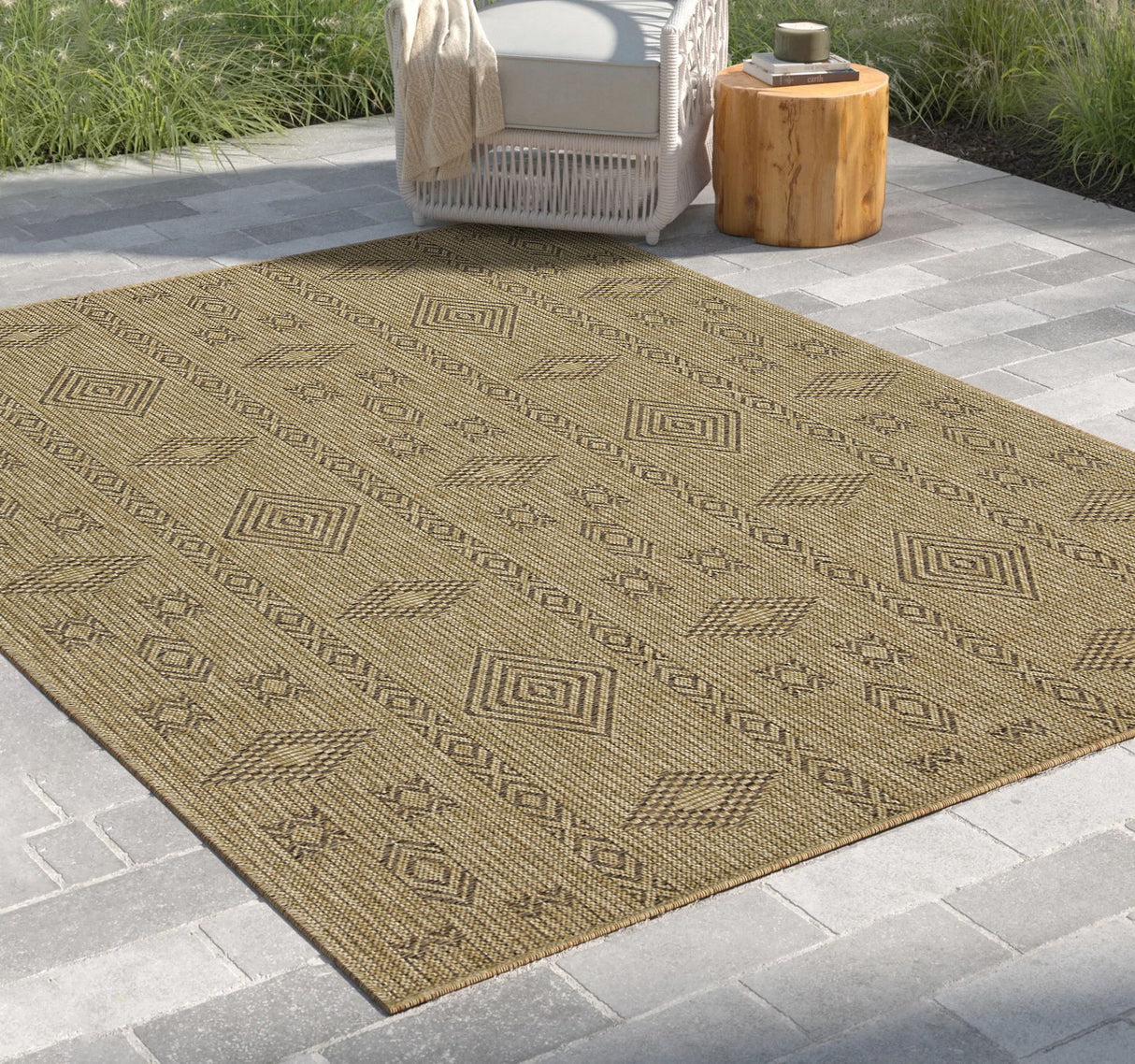 Earth - 7'10" X 10'3" Indoor, Outdoor Area Rug - Natural, Mocha