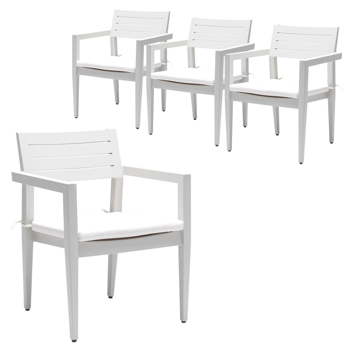 Outdoor Patio Stationary Dining Chairs With Outdoo Grade Sunbrella Fabric Cushions, Tapered Feet (Set of 4) - Grayish