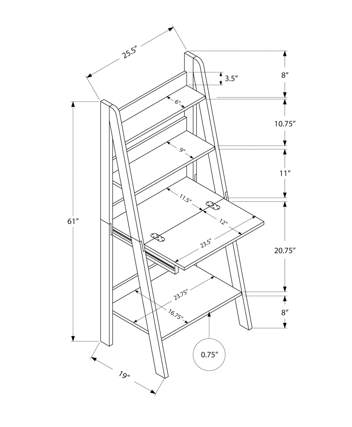 Computer Desk For Home Office, Laptop, Leaning, Storage Shelves