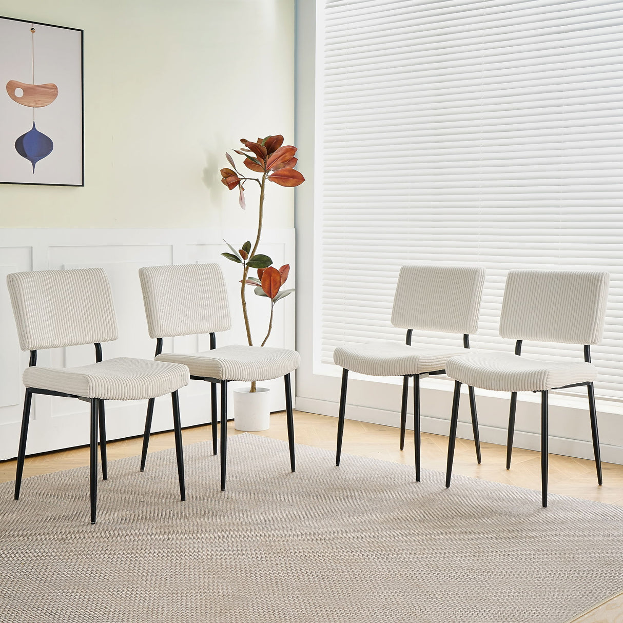 Modern Upholstered Dining Chair With Metal Legs