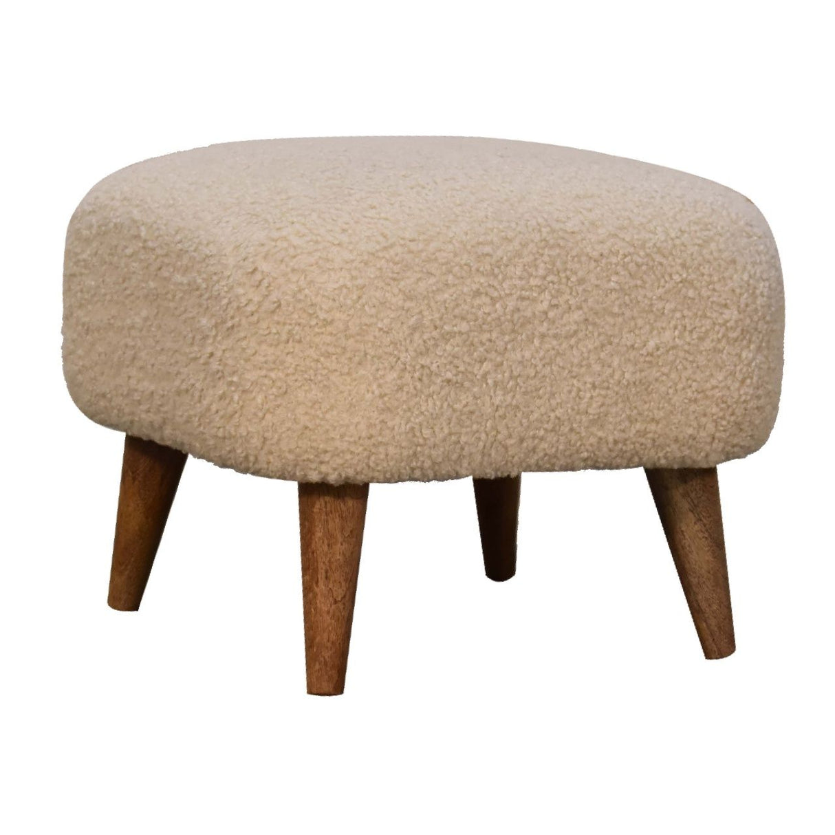 Boucle Square Footstool - Cream