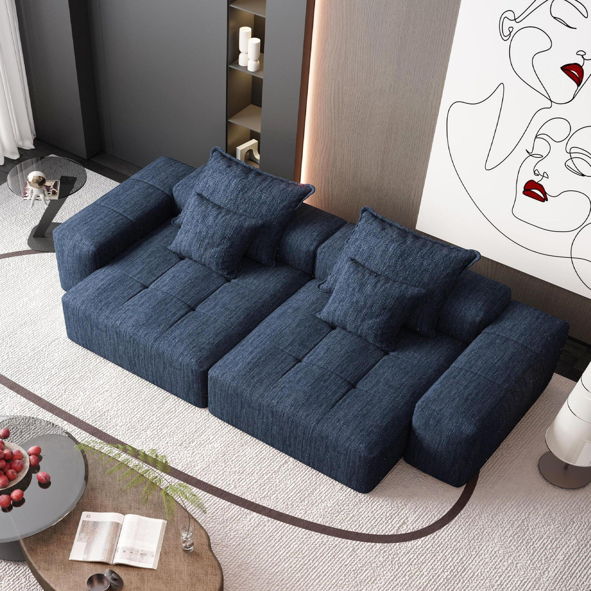 Modern Oversized Diy Combination Modular Sectional Sofa With Pillows