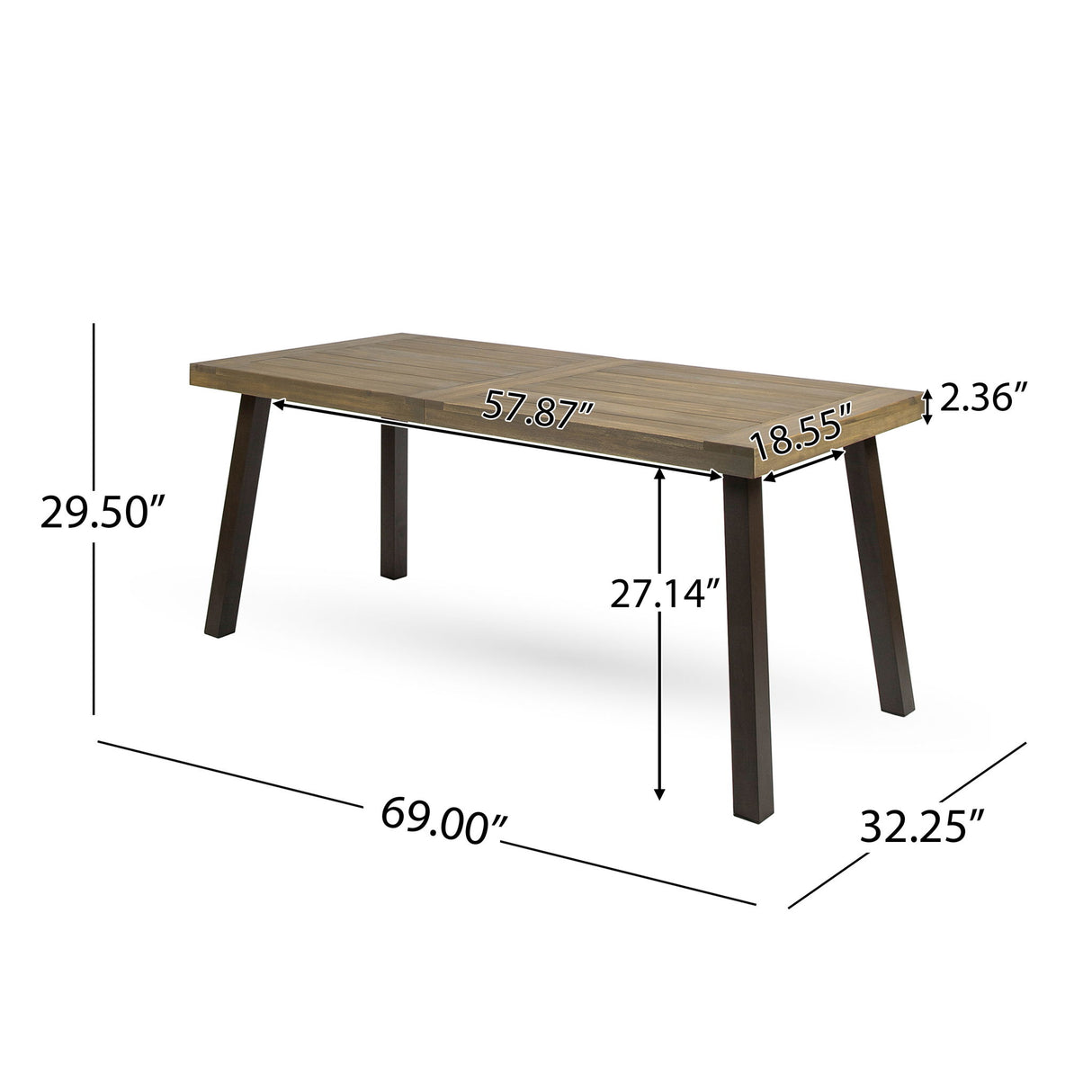 Acacia Wood Dining Table With Slat Design