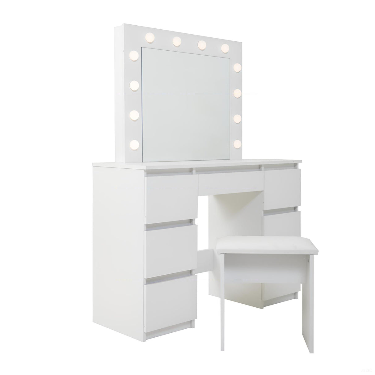 Large Vanity Tables With Mirror And Light - Matte White