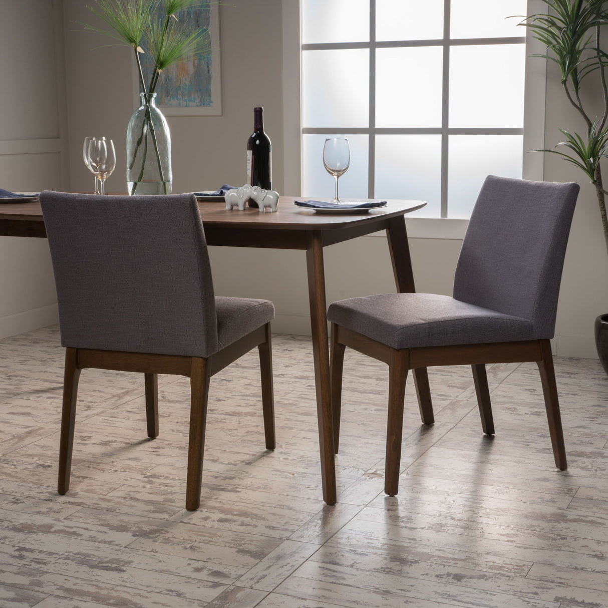 Contemporary Fabric Comfort Dining Chairs (Set of 2)