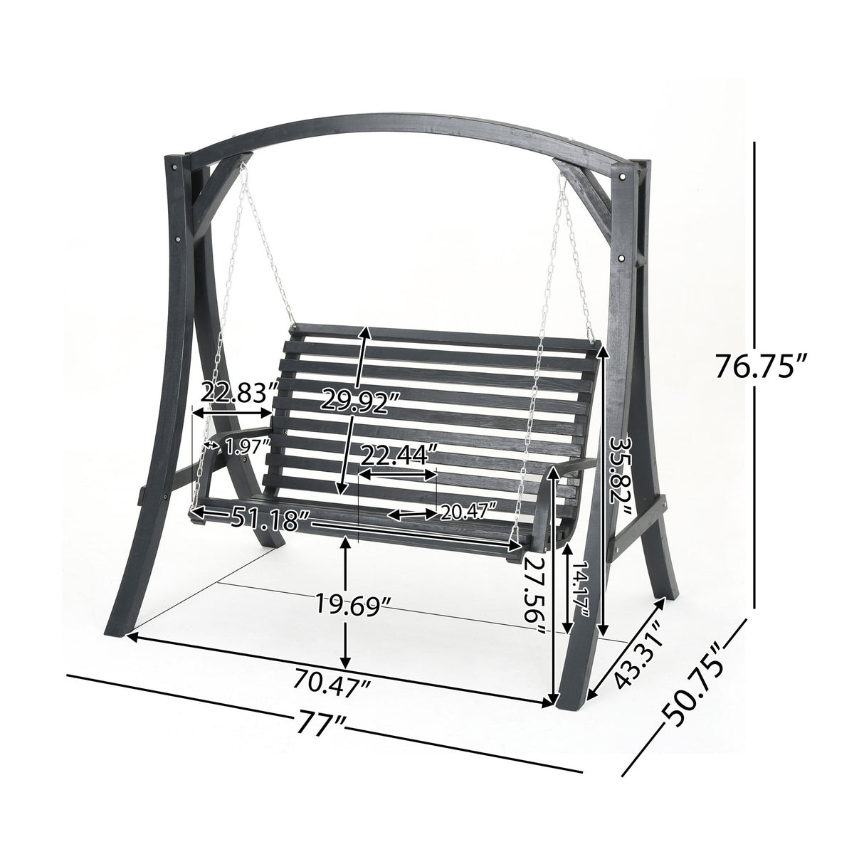 San Juan - Outdoor Swinging Loveseat With Support