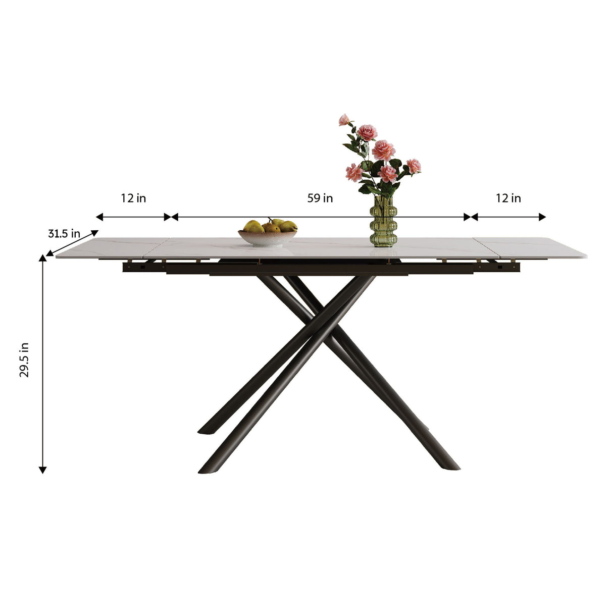 Modern Retractable Sintered Stone Dining Table