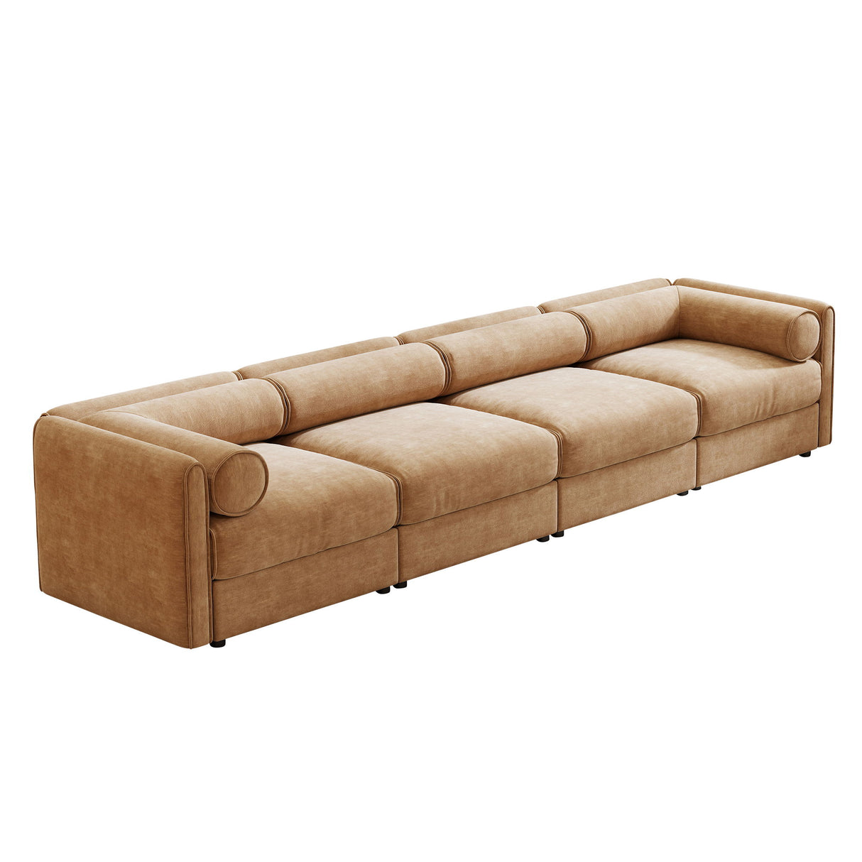 Stylish Chenille Sofa With Storage Seat And Cylindrical Backrest