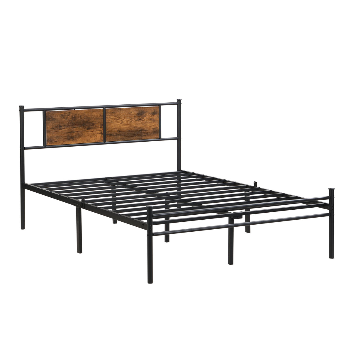 ModerMetal Bedframe With Wood Panel Headboard