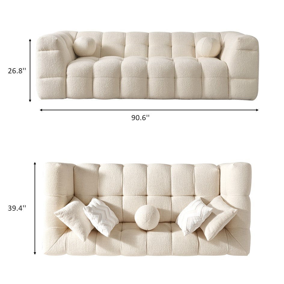 Alana - Tufted Sofa - Ivory / White