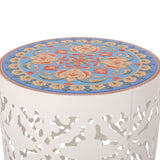 Airy - Outdoor Side Table With Lace Cut Design And Metal Frame
