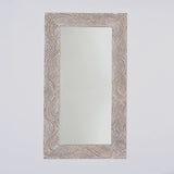 Handcarved Rectangle Mirror Accent With 3mm Glass - Antique White