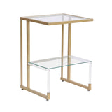 2 Tier Acrylic Glass End Table For Living Room