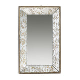 Antique Rectangle Mirror With Floral Accents, Mirrored Display Tray, Hanging Wall Mirror