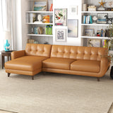 Allison - Mid-Century Modern Leather Sectional Sofa Chaise