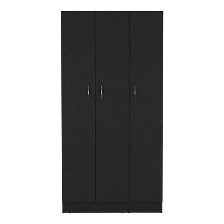 Wardrobe Armoire With 3 Doors And 2 Inner Drawers, 3 Doors - Black