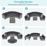 Elegant Patio Furniture Set Outdoor Daybed Rattan Sectional With Cushions And Center Table - Gray