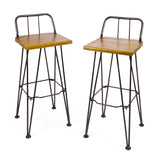 Outdoor Barstool With Angled Metal Legs - Brown