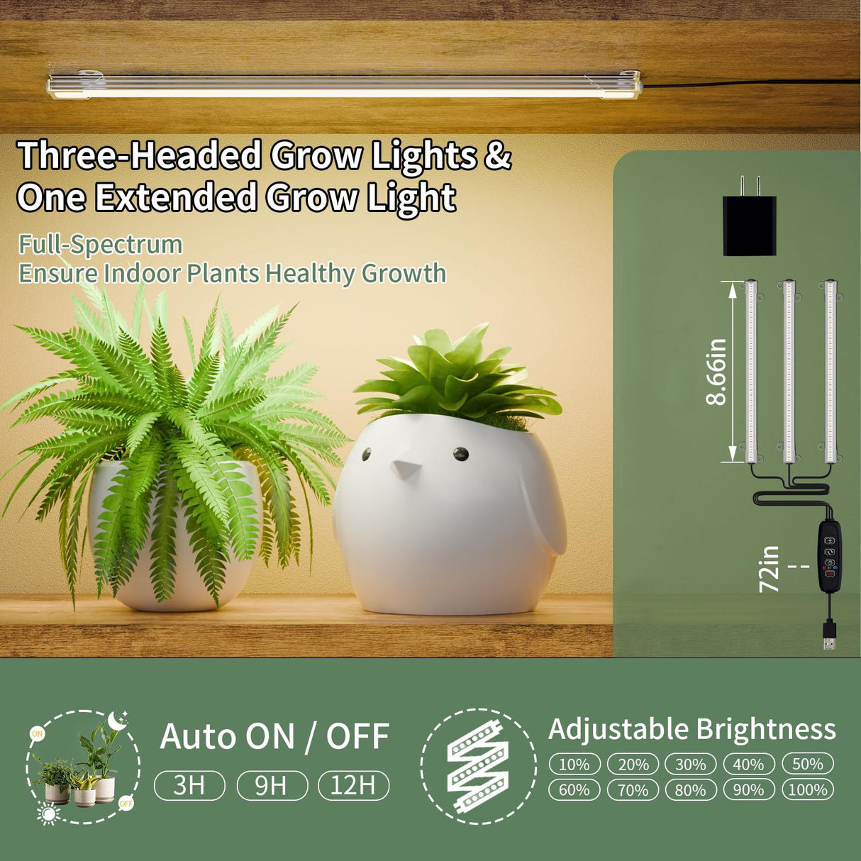 Plant Stand Indoor With Grow Light, 8 Tiered Tall Indoor Plant Shelves For Multiple Plants - Walnut / Black