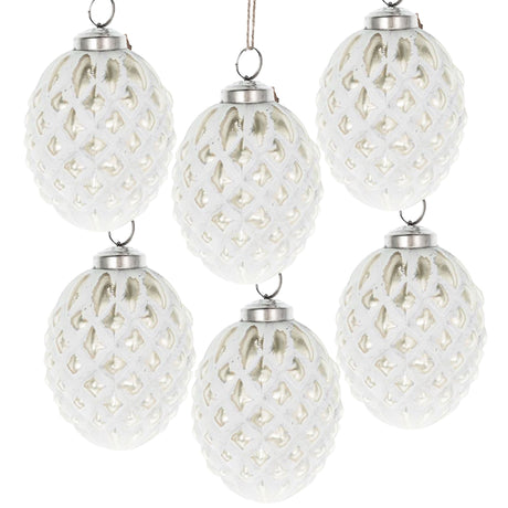 Christmas Ball Ornaments, Glass Decorative Hanging Ball Christmas Tree Ornaments, For Holiday Party Decorations (Set of 6) - White