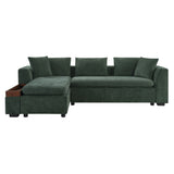 Modern L Shaped Sectional Sofa With Chenille Upholstery And Wooden Storage