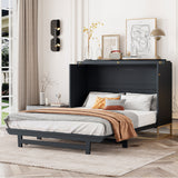 Murphy Bed With Frosted Glass Doors Design, Fake Drawers, Metal Legs