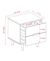 Mid-Century Modern Solid Wood 2 Drawer Nightstand - Natural Pine