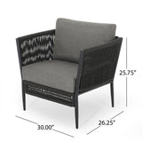 Hanford - Modern Club Chair With Woven Rope Design - Gray