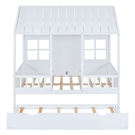 House Bed With Twin Size Trundle, Daybed