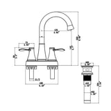 4" Centerset Bathroom Faucet With Pop Up Drain And Water Supply Lines - Brushed Nickel