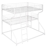 Industrial Triple Bunk Bed With Dual Ladders Frame, Space Saving Design