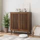 Grille Striped Sideboard Buffet Cabinet With Storage