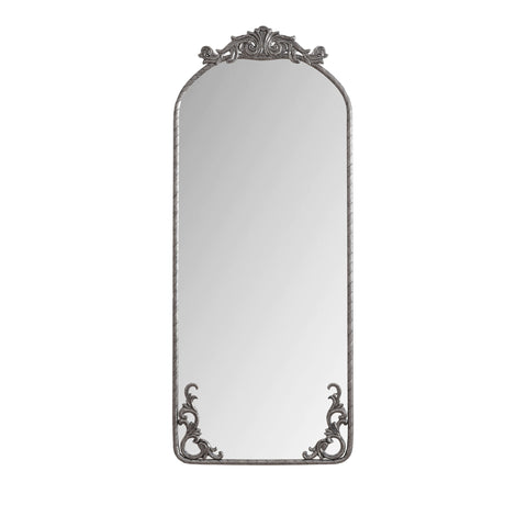 Full Body Arched Mirror With Vintage Carved Applique