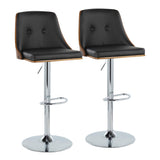 Gianna - Mid Century Modern Adjustable Barstool With Swivel With Oval Footrest (Set of 2)