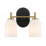 Vortex - 2 Lights Vanity In Traditional Style For Over Bathroom Mirror Wall Sconce - Black / Gold / White