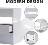 LED Nightstands, 3 Drawer For Bedroom
