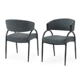 Contemporary Upholstered Dining Chairs With Metal Legs (Set of 2)
