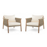 Modern Outdoor Woven Lounge Chair With Solid Frame And Cushions