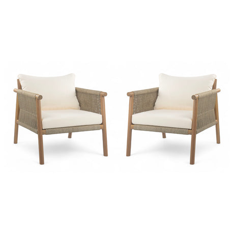 Modern Outdoor Woven Lounge Chair With Solid Frame And Cushions