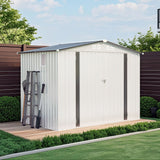 Garden Tool Shed Metal Storage Shed With Peaked Roof Waterproof Lockable Door