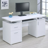 Modern Office Computer Desk With 2 Drawers, Adjustable Shelf, Slide Out Keyboard Tray